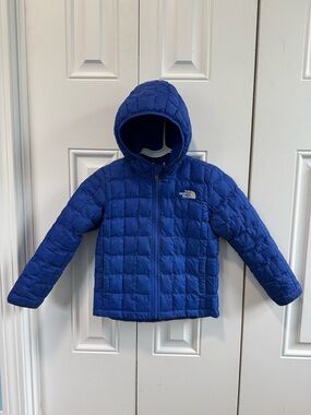 Kids The North Face Thermoball Quilted Hooded Jacket Blue 4